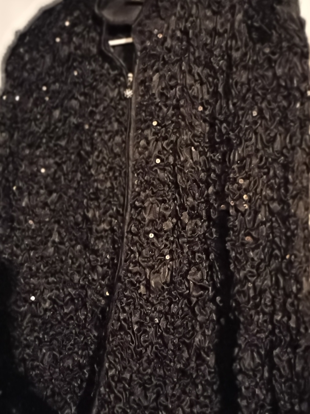 MSK Black Sequin Textured Teddy Jacket